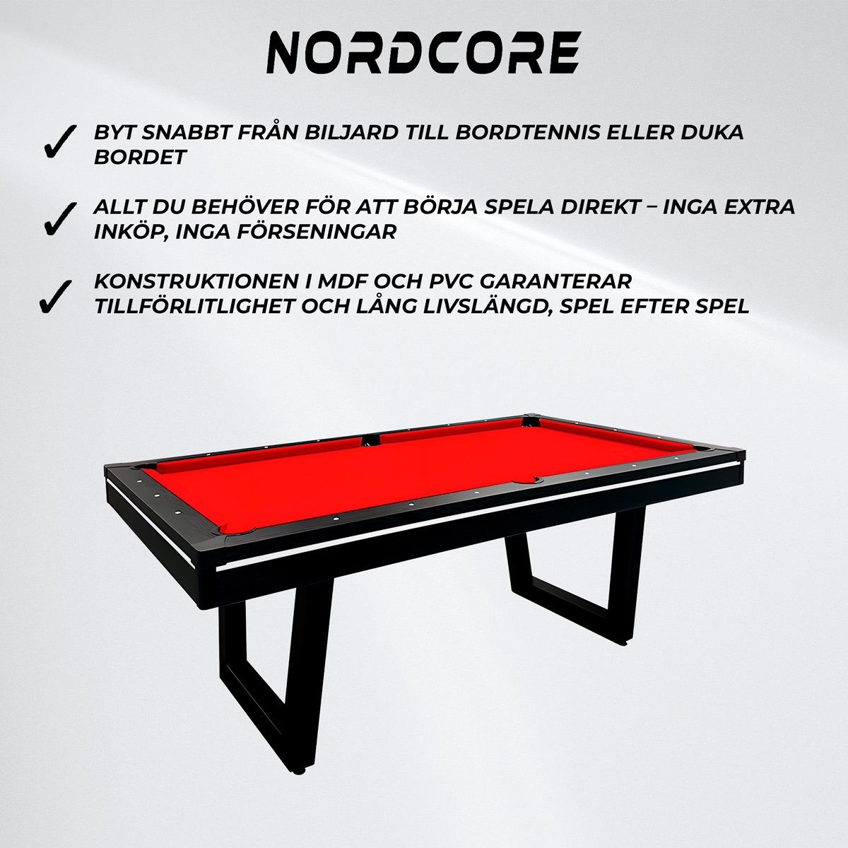 Nordcore 3-i-1 Biljardbord 6'