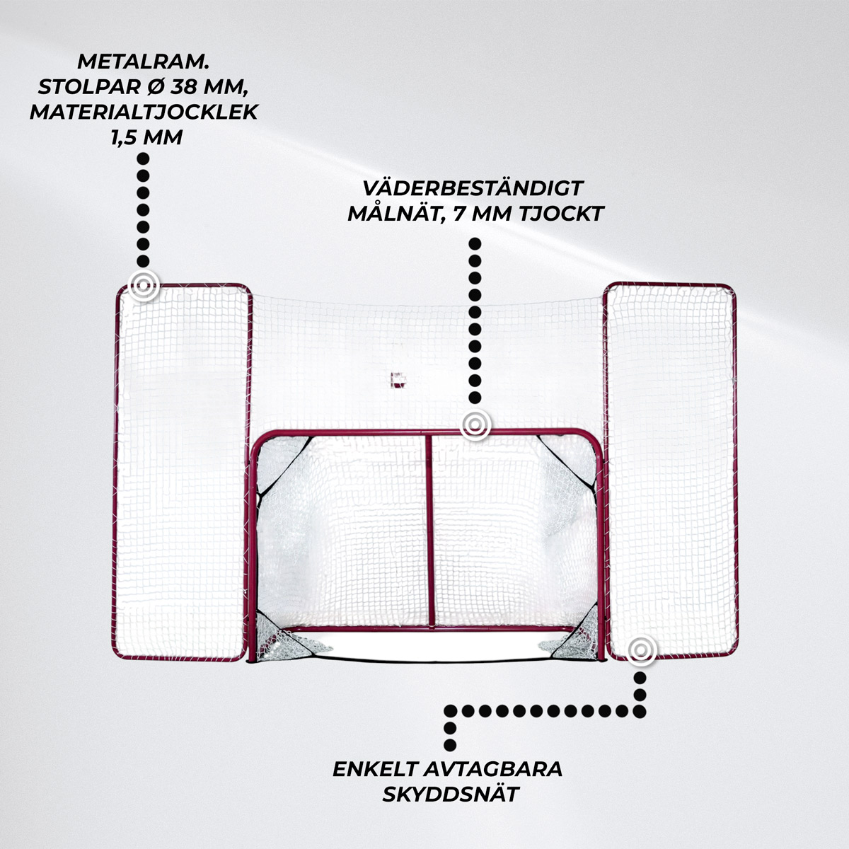 Nordcore Hockeymål med baknät 183X122X75 CM