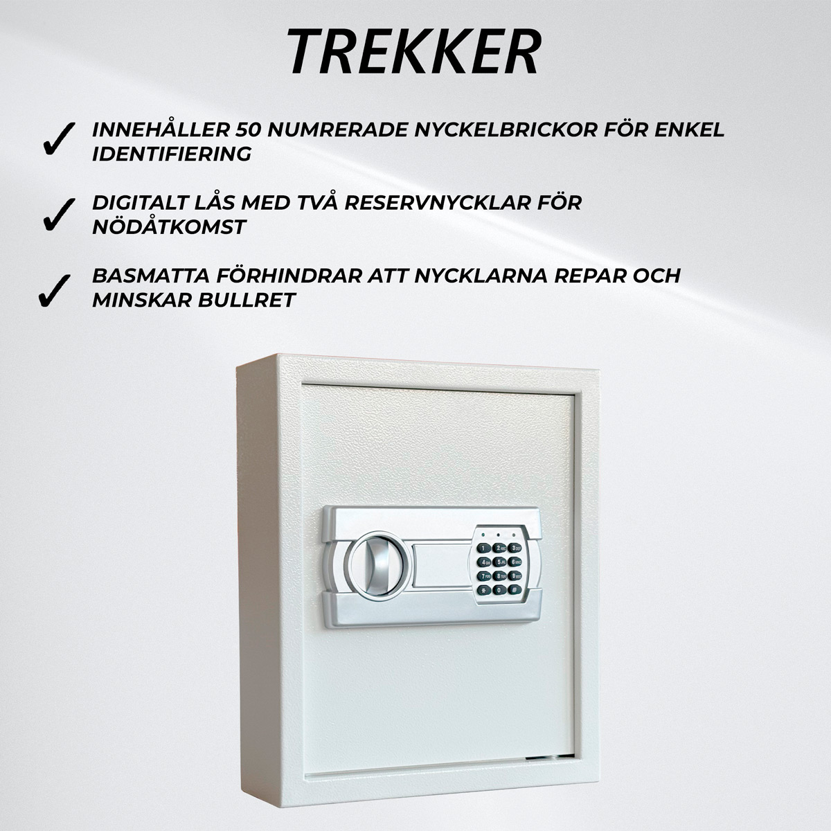 Trekker Nyckelskåp med kodlås 50, vit, digitalt lås