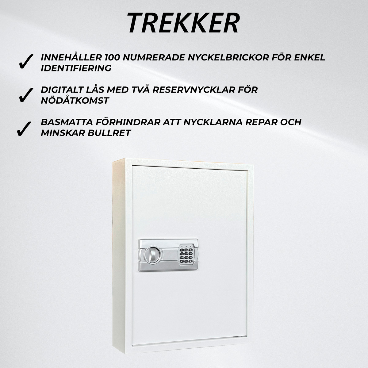 Trekker Nyckelskåp med kodlås 100, vit, med digitalt lås