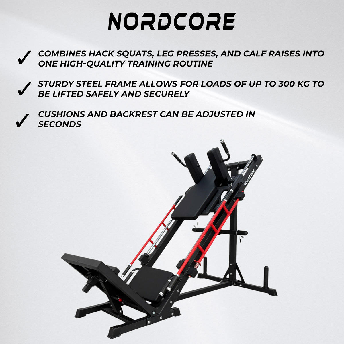 Nordcore 3-IN-1 Hack Squat/Leg Press/Calf Machine