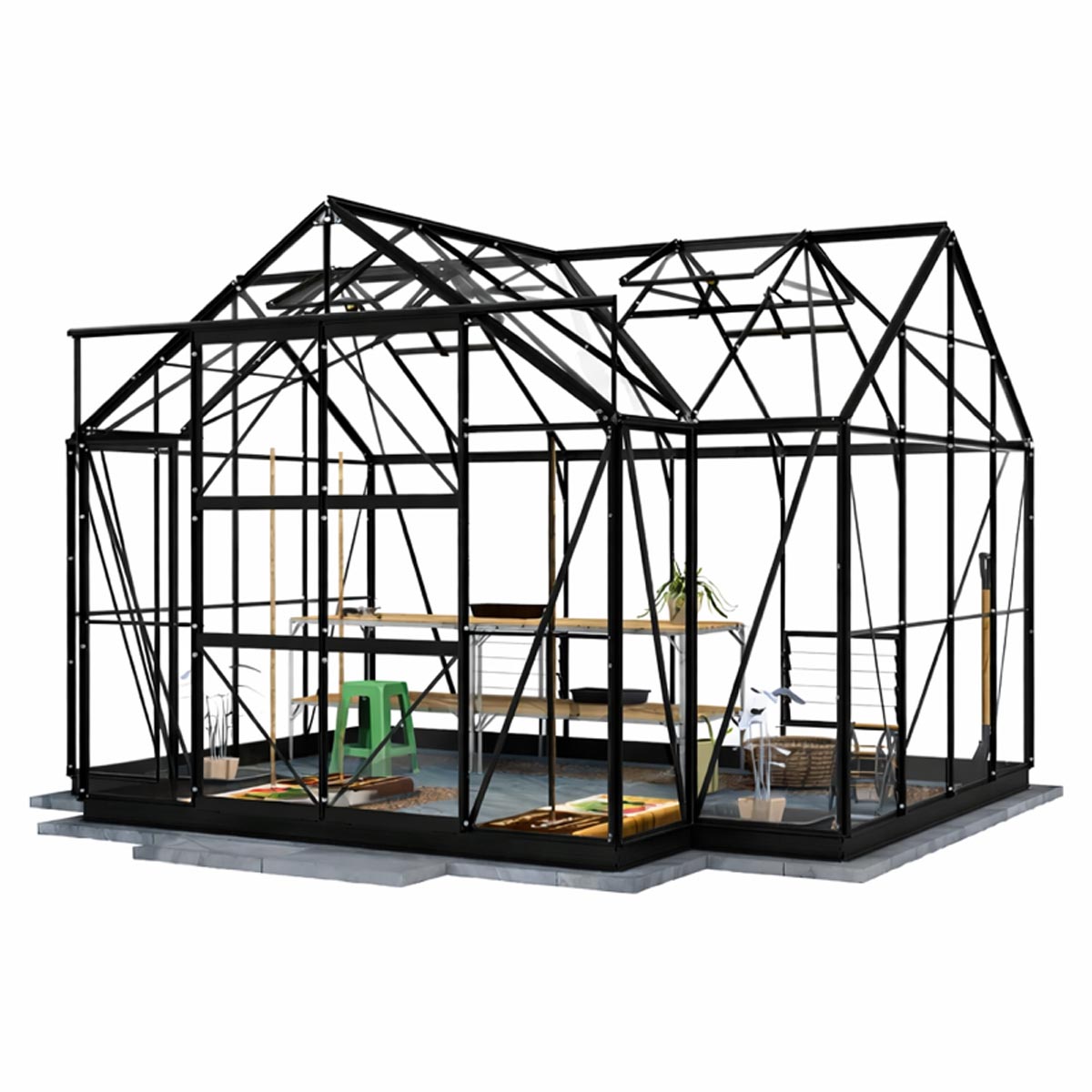 Lykke Greenhouse T-Shaped Black 10.2 m2