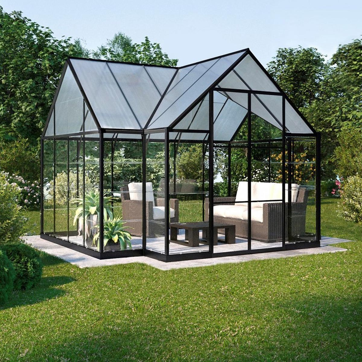 Lykke kasvuhoone T-kujuline must 10.2 m2