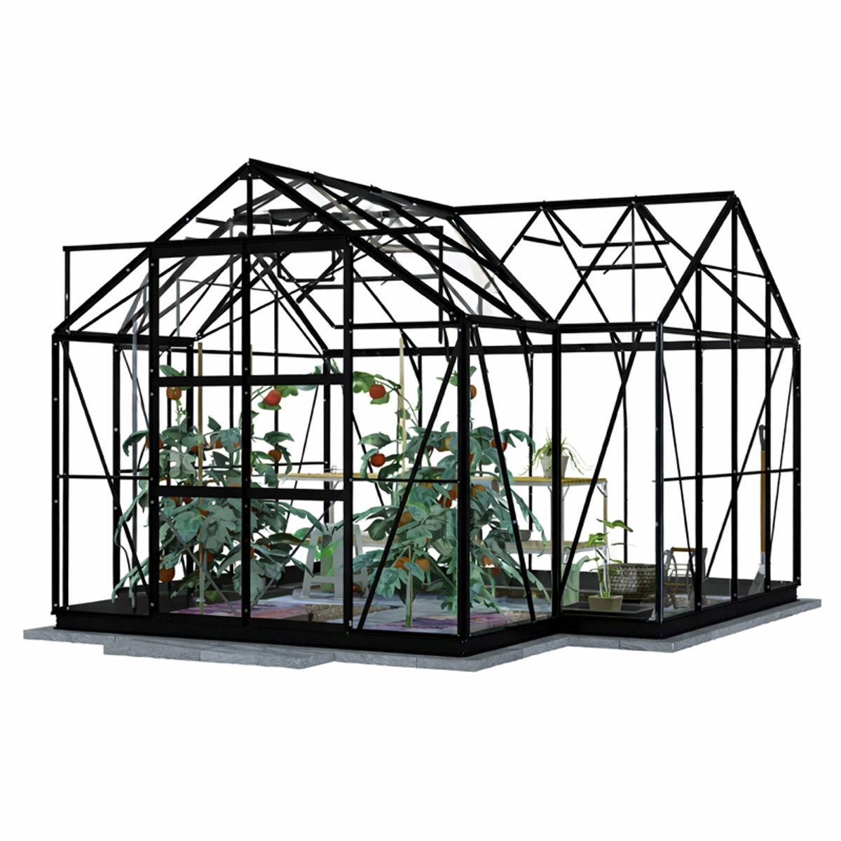 Lykke Gewächshaus T-förmig Schwarz 12.8 m2