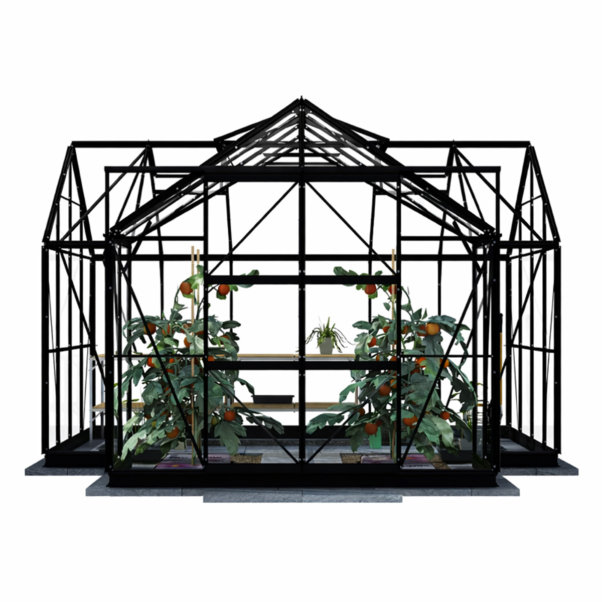 Lykke Växthus T-format Svart 12.8 m2