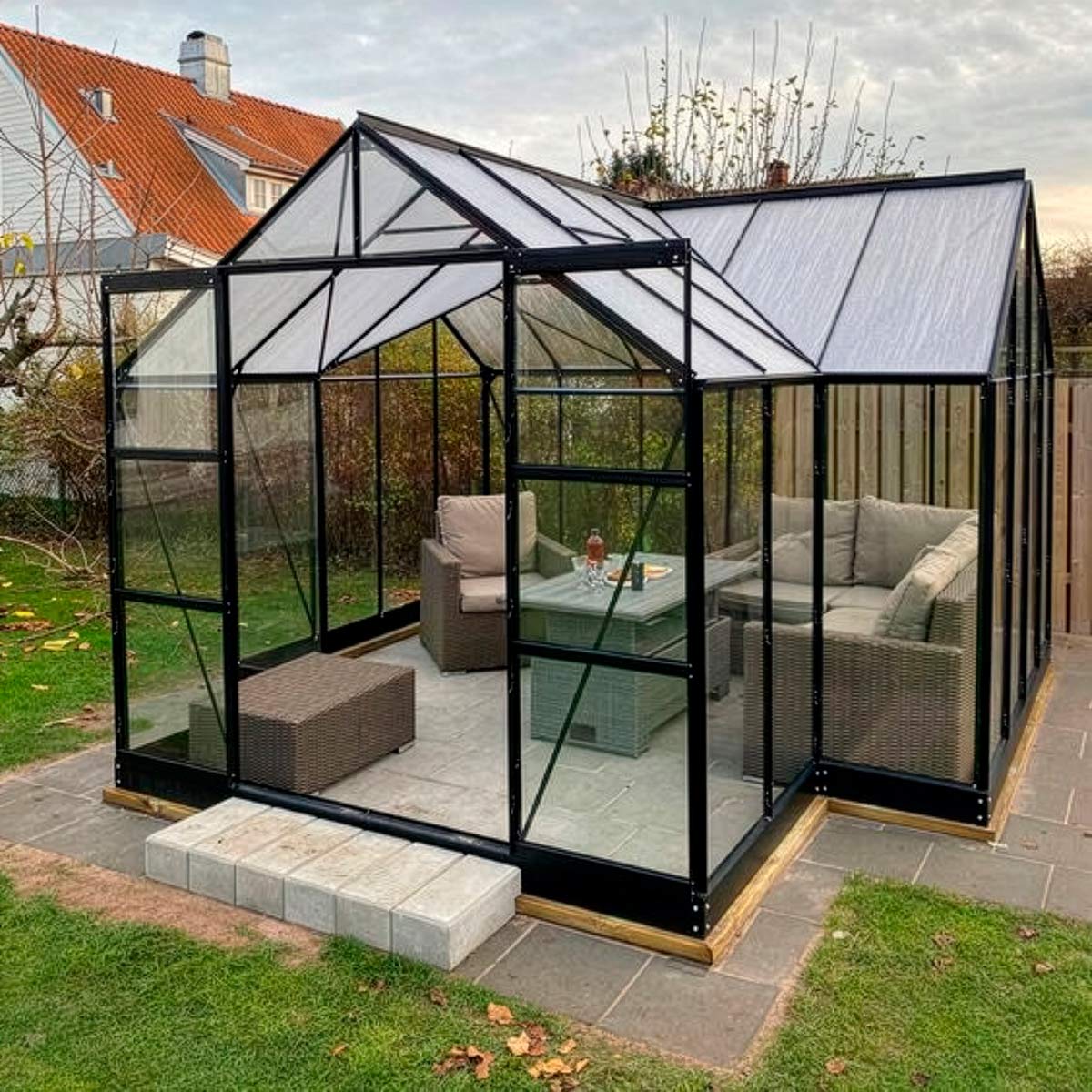 Lykke Greenhouse T-Shaped Black 12.8 m2