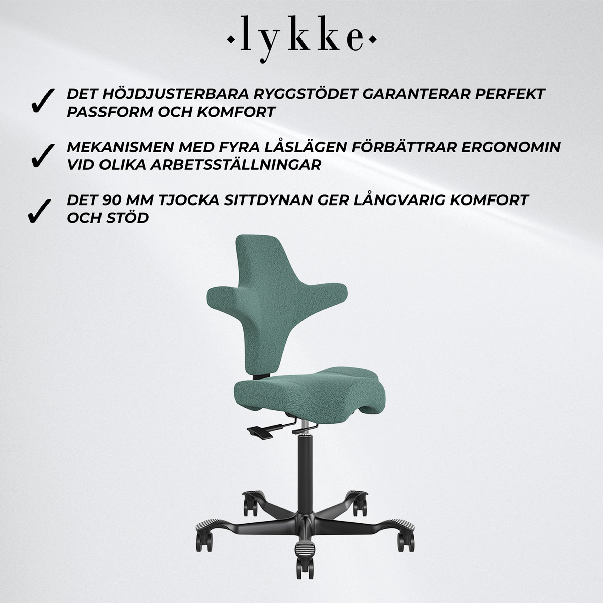 Lykke Ergonomisk Kontorsstol Comfort, Grön