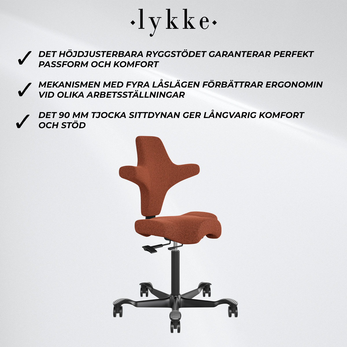 Lykke Ergonomisk Kontorsstol Comfort, Orange