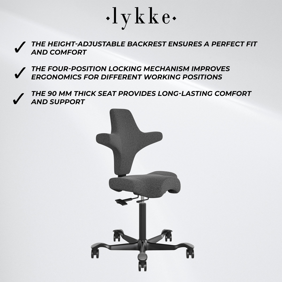 Lykke Ergonomic Office Chair Comfort, Dark Grey