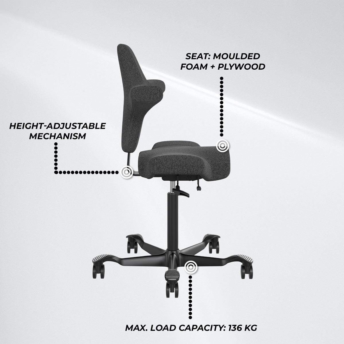 Lykke Ergonomic Office Chair Comfort, Dark Grey