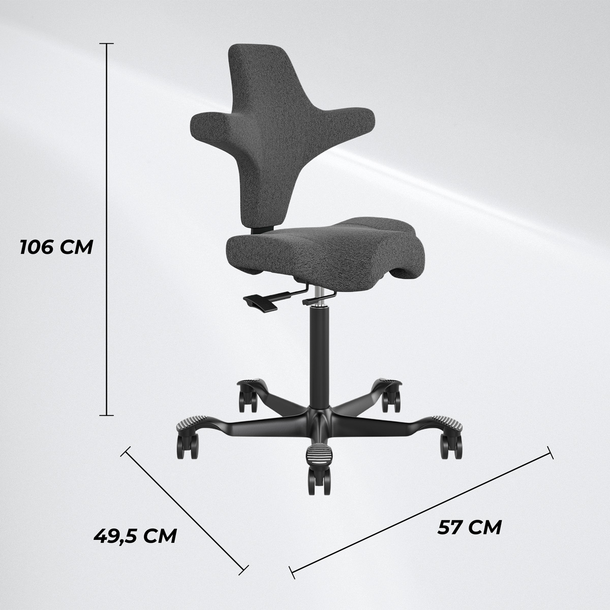 Lykke Ergonomisk Kontorsstol Comfort, Mörkgrå