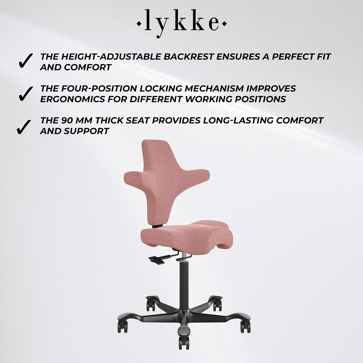 Lykke Ergonomic Office Chair Comfort, Pink