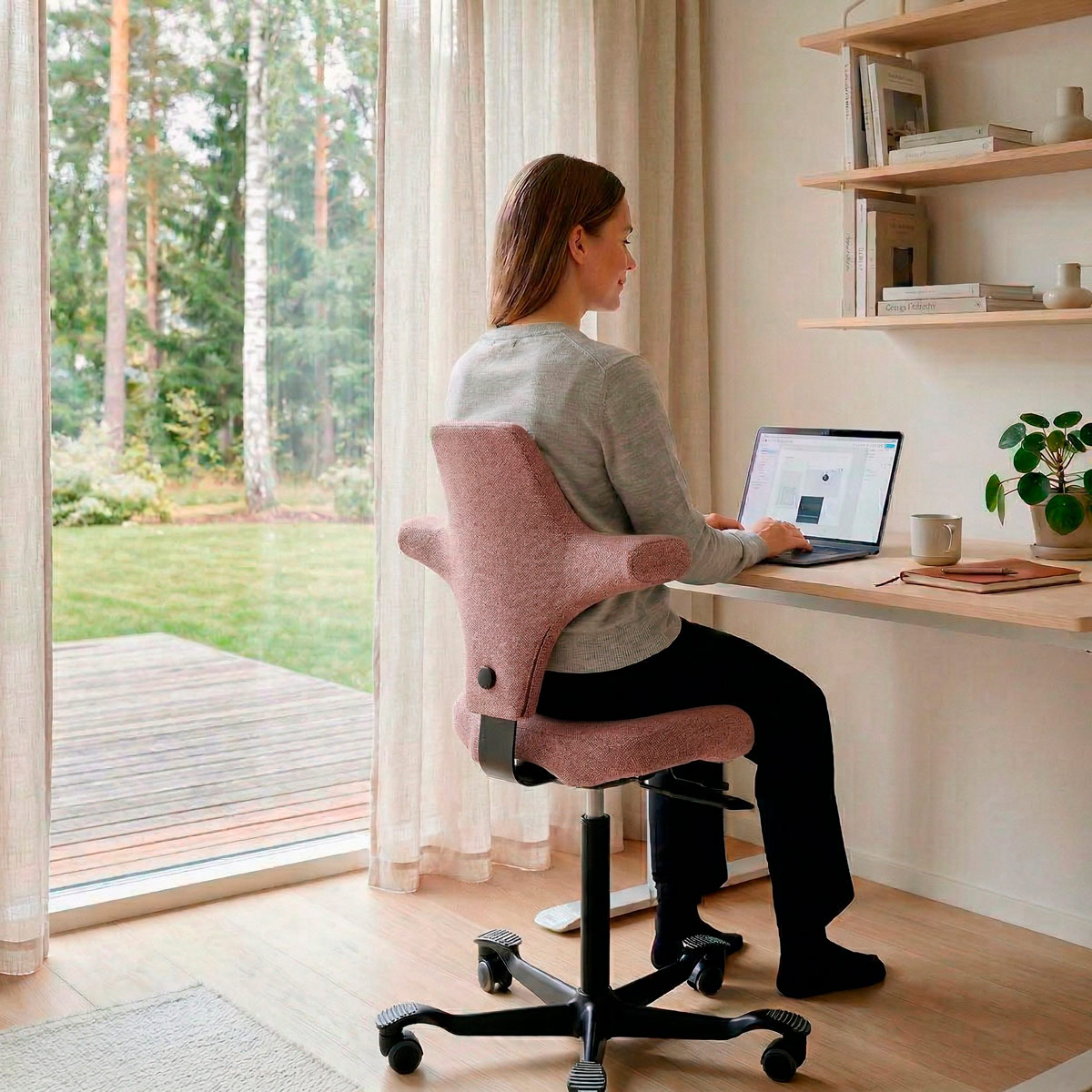 Lykke Fotel Ergonomiczny Comfort, Różowy