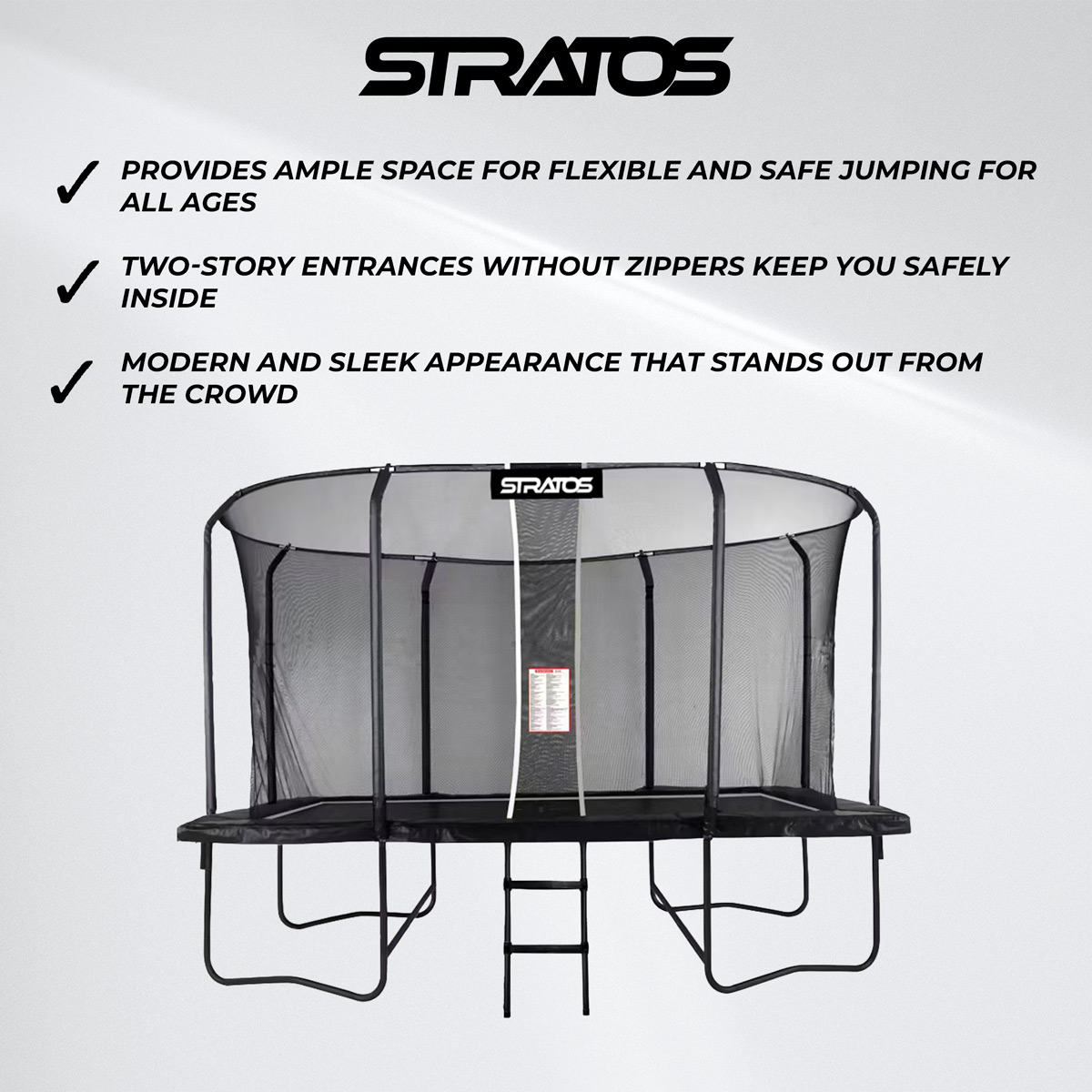 Stratos Rectangle Trampoline 277x477 cm Premium Black Line