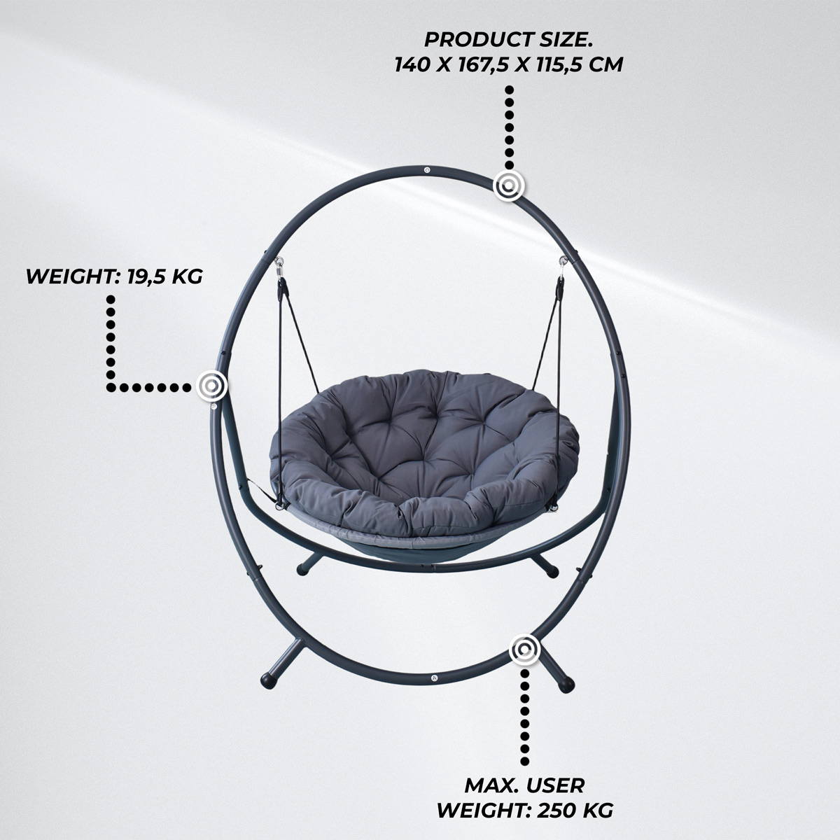 Lykke Hanging Egg Chair Comfort, Anthracite
