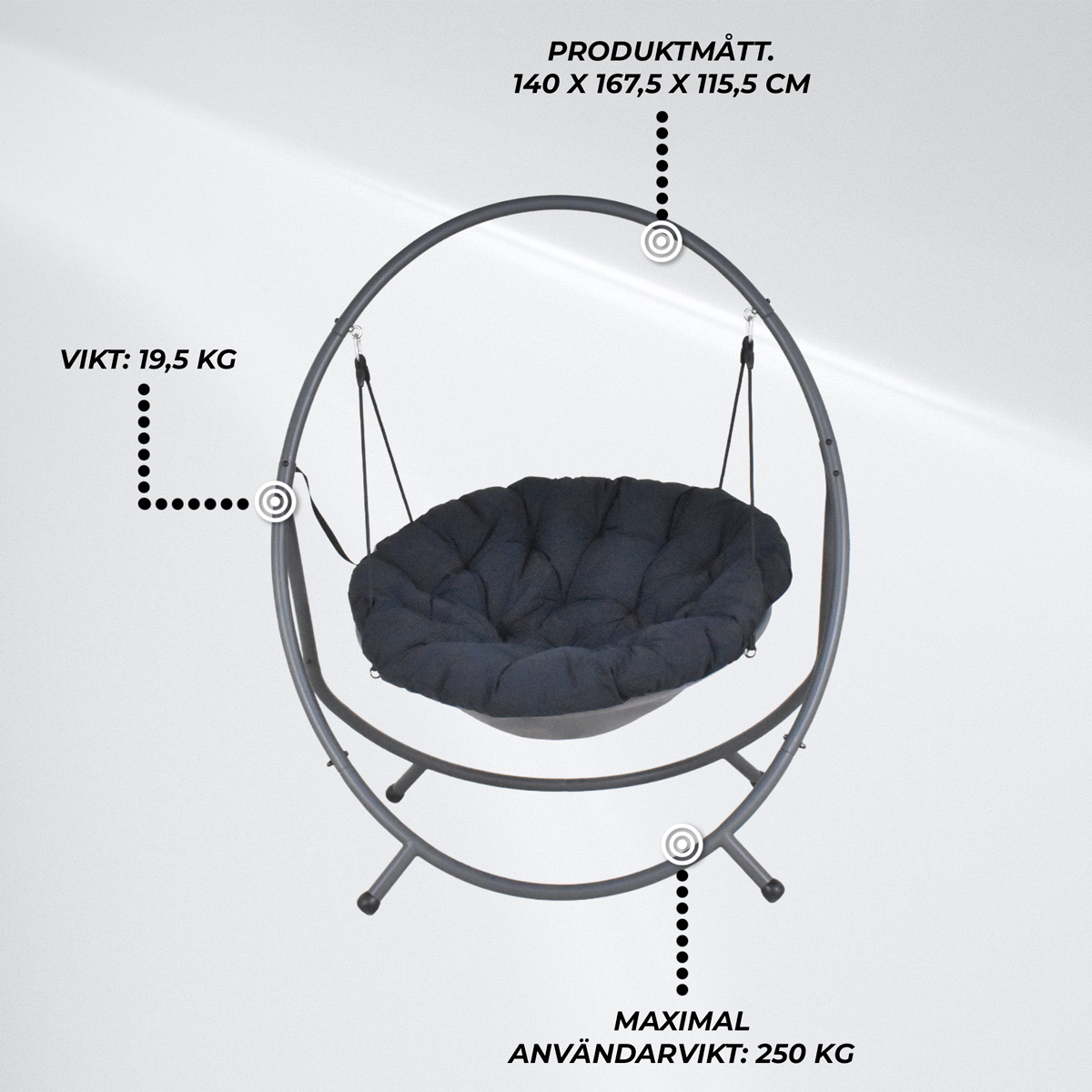 Lykke Hängstol Comfort, Svart