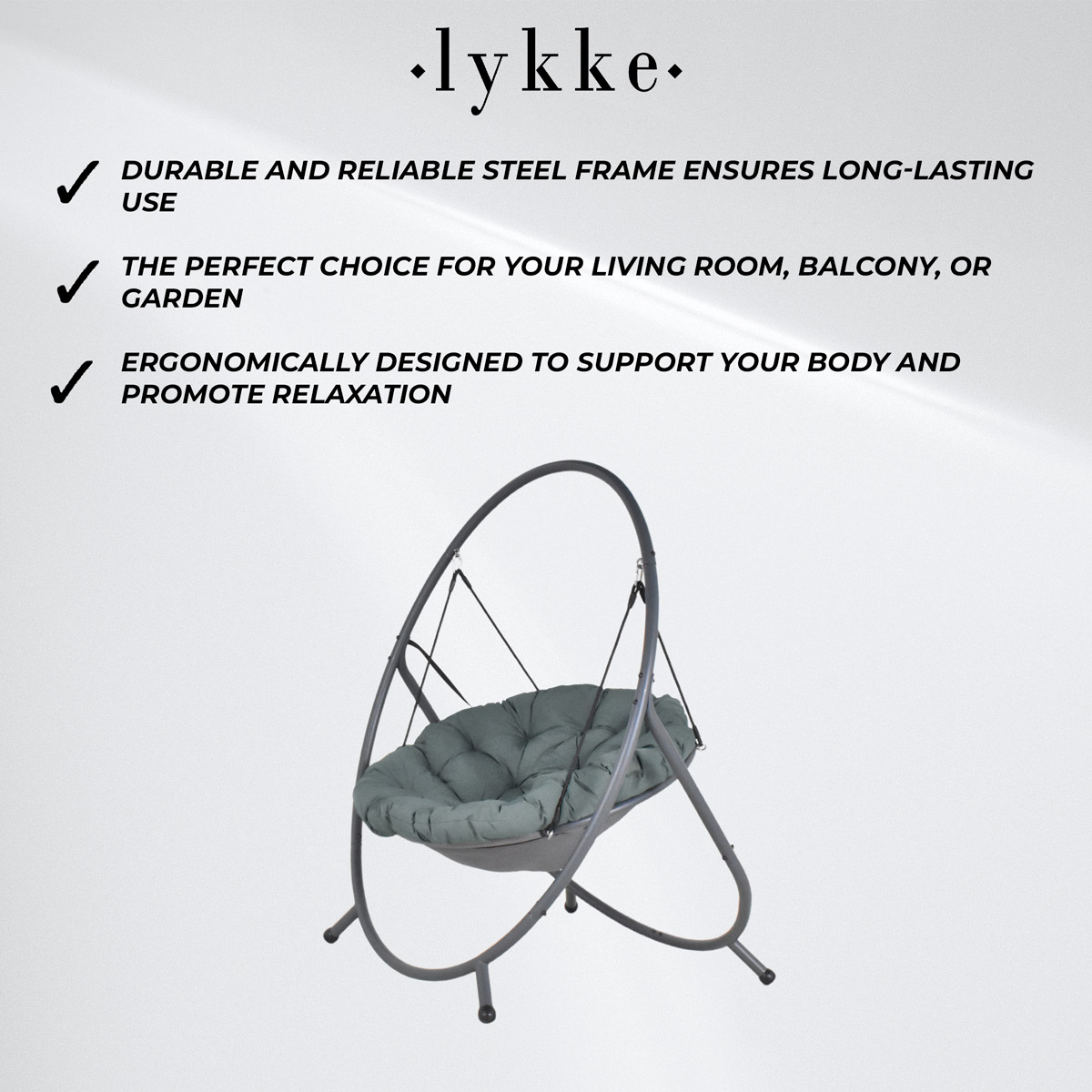 Lykke Hanging Egg Chair Comfort, Green