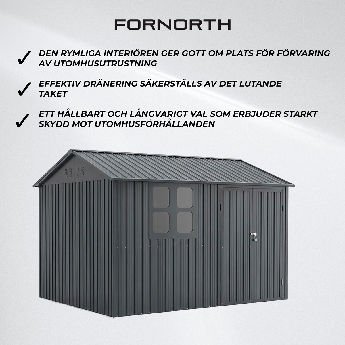 Fornorth Trädgårdsskjul med Fönster 313x260x205cm, Antracit