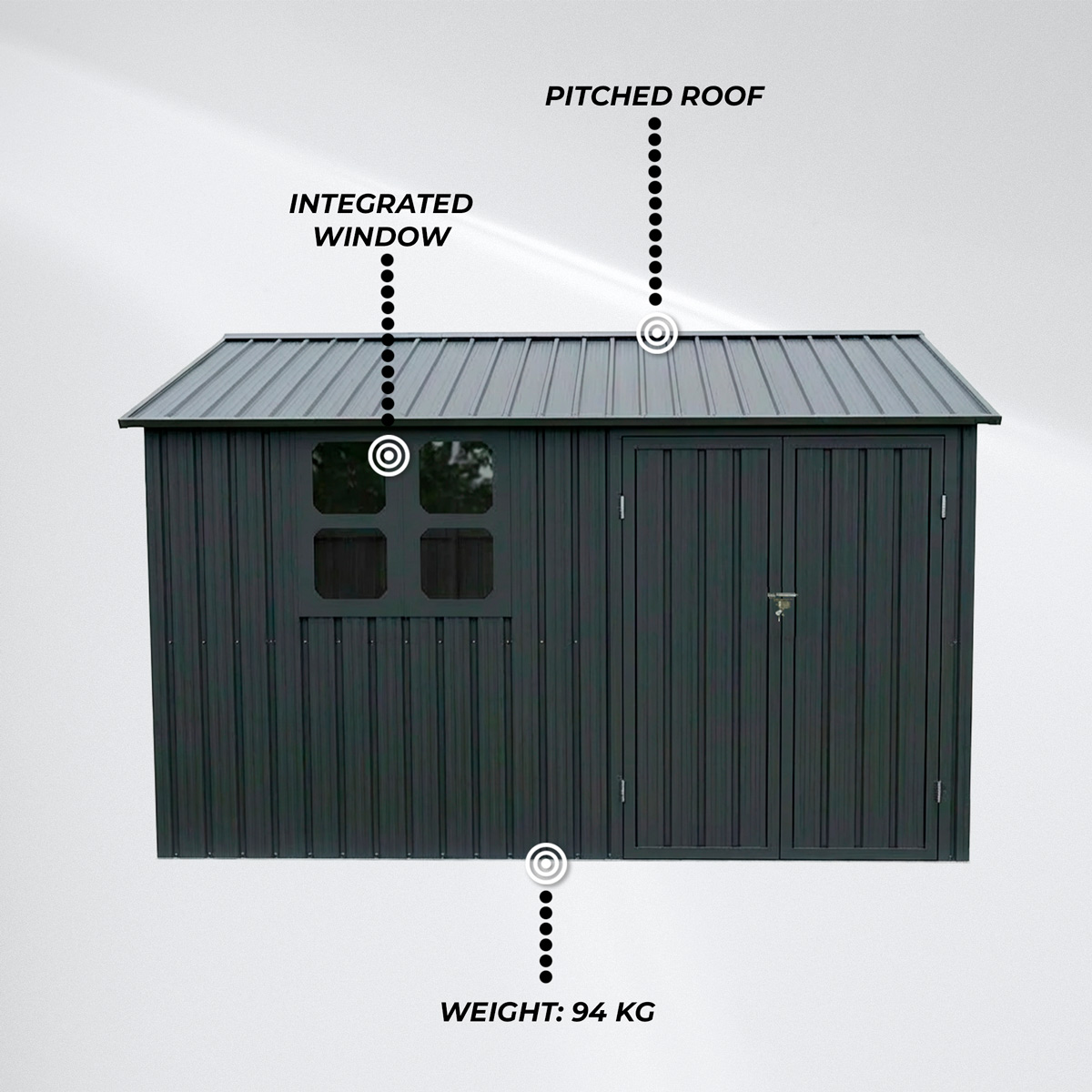 Fornorth Garden Shed with Window 313x260x205cm, Anthracite