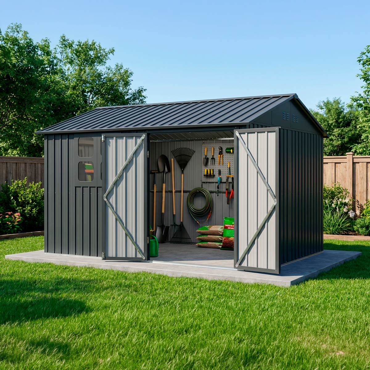 Fornorth Sodo Namelis su Langais 313x260x205cm, Antracitas