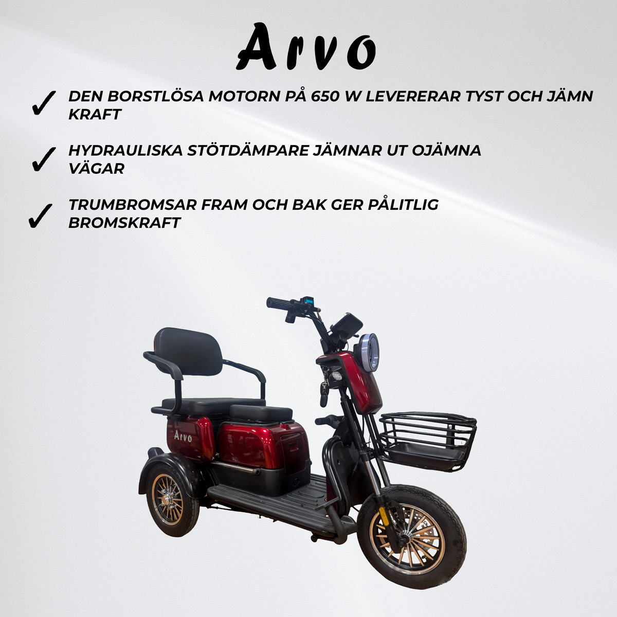 Arvo Promenadscooter P250 Röd