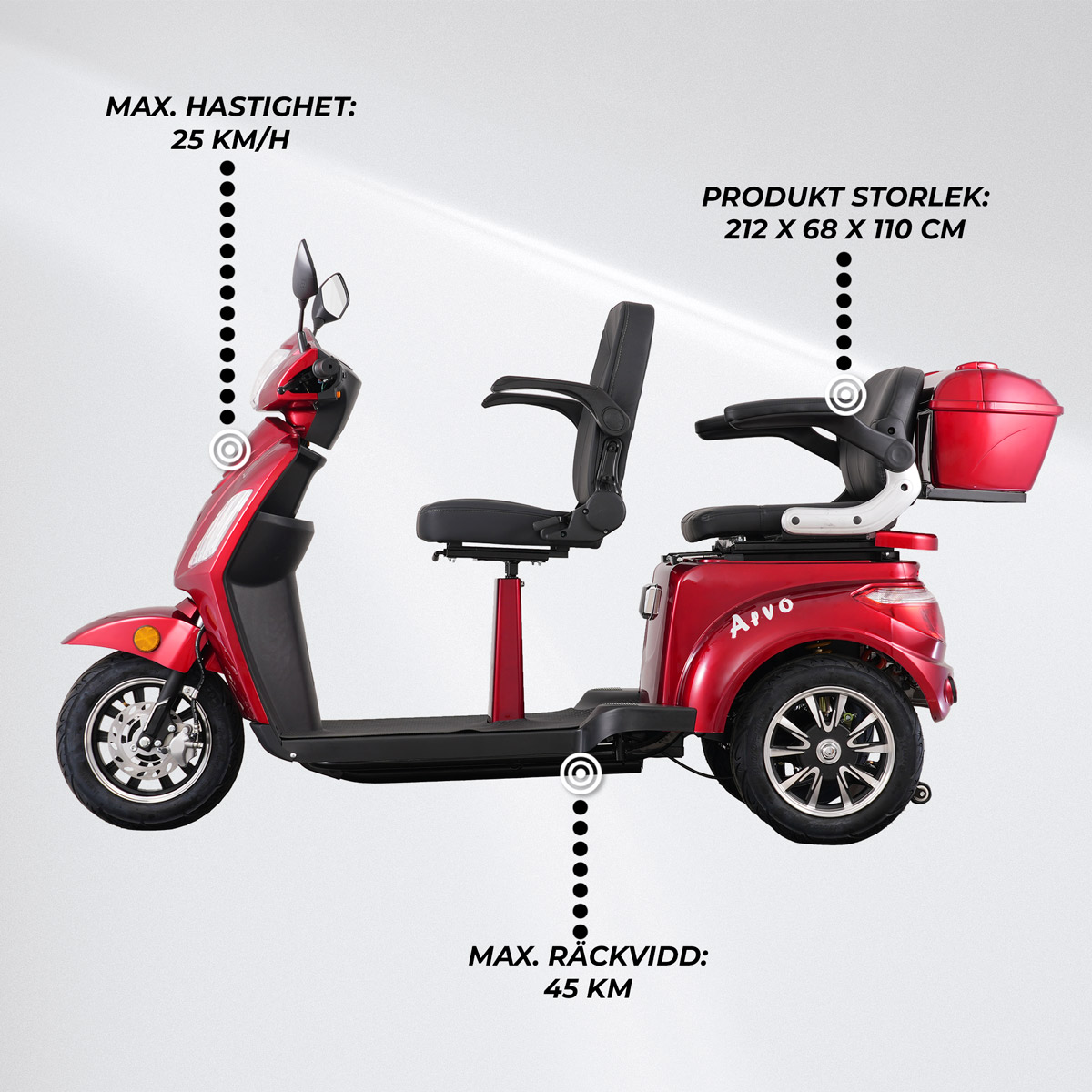 Arvo Promenadscooter X200 för 2 personer
