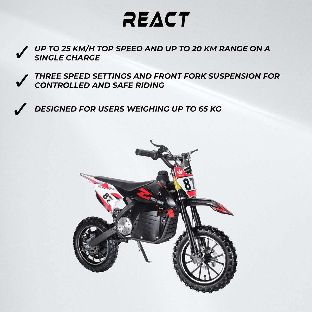 React Electric Dirt Bike Seeker 800W