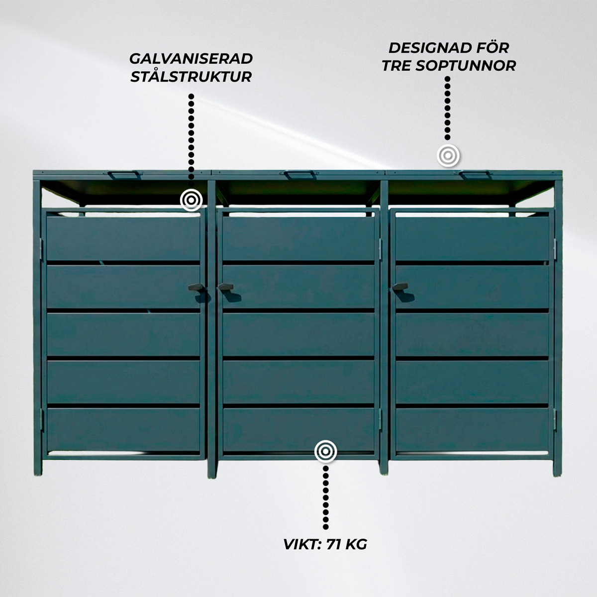 Fornorth soptunneskydd med tak Premium 207x82x121cm