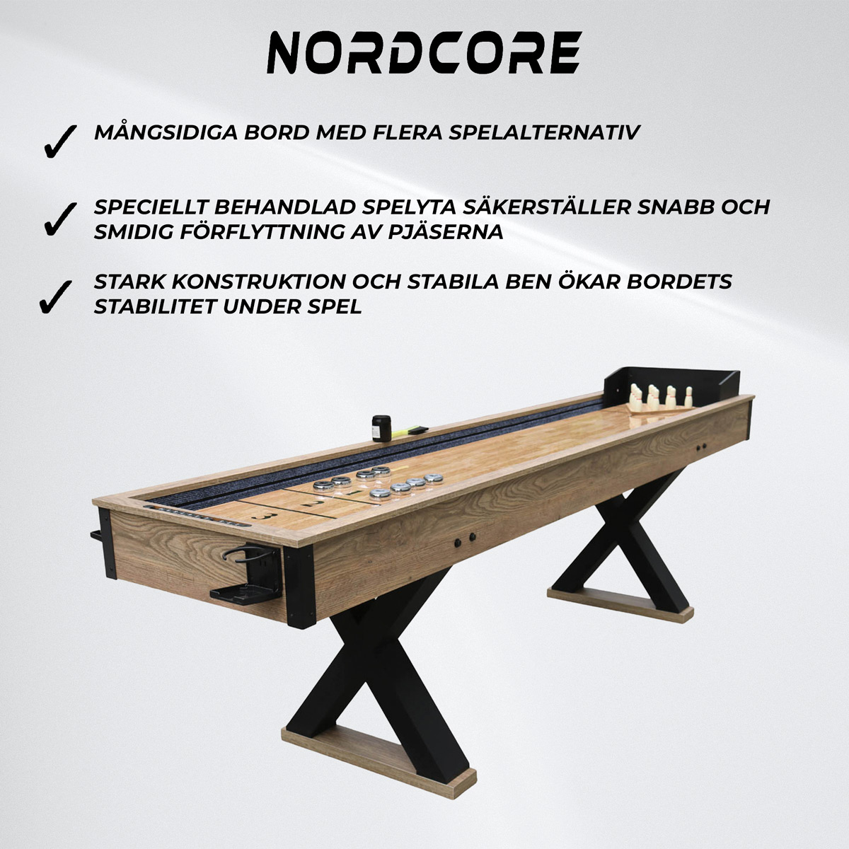 Nordcore 2-i-1 Shuffleboard 9'