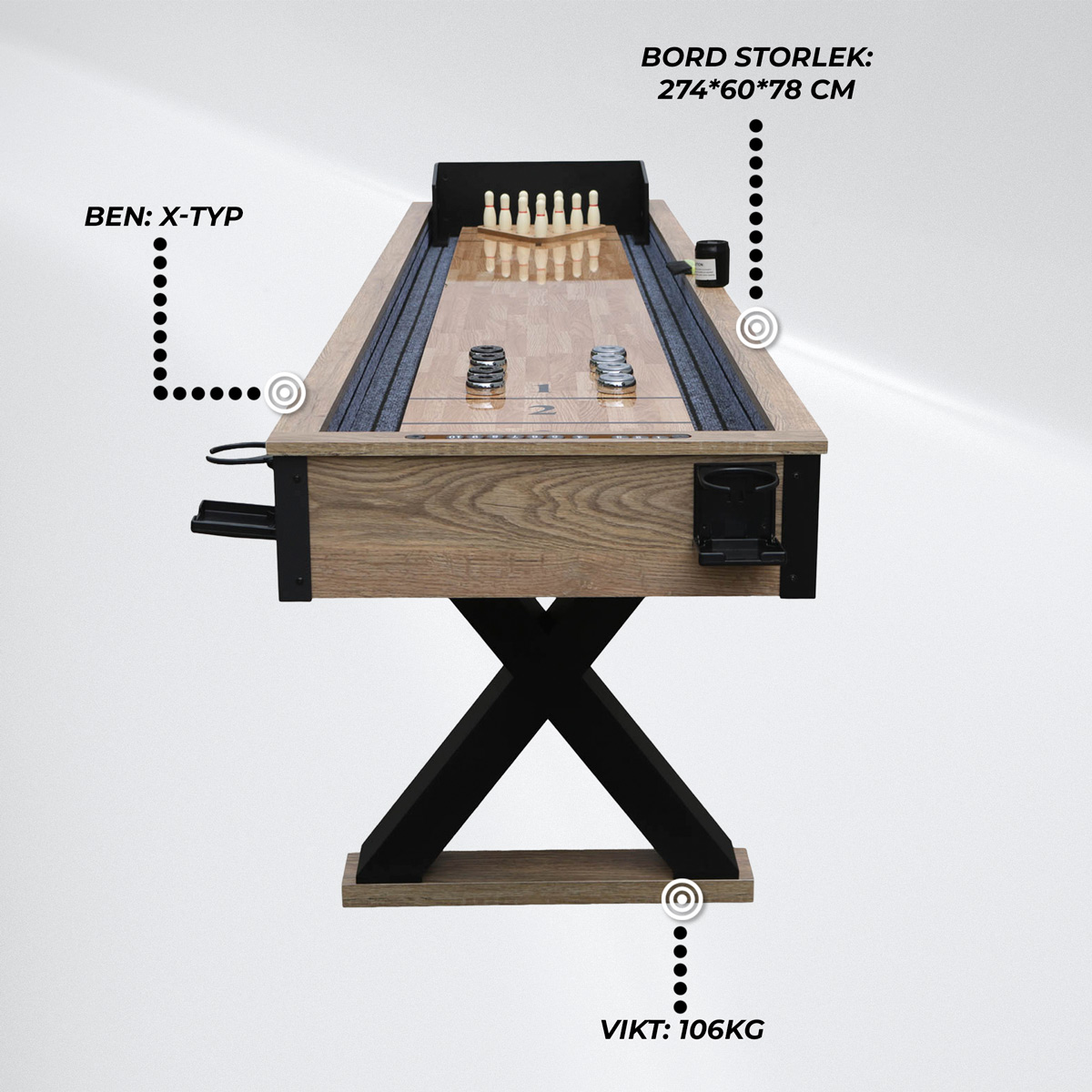 Nordcore 2-i-1 Shuffleboard 9'