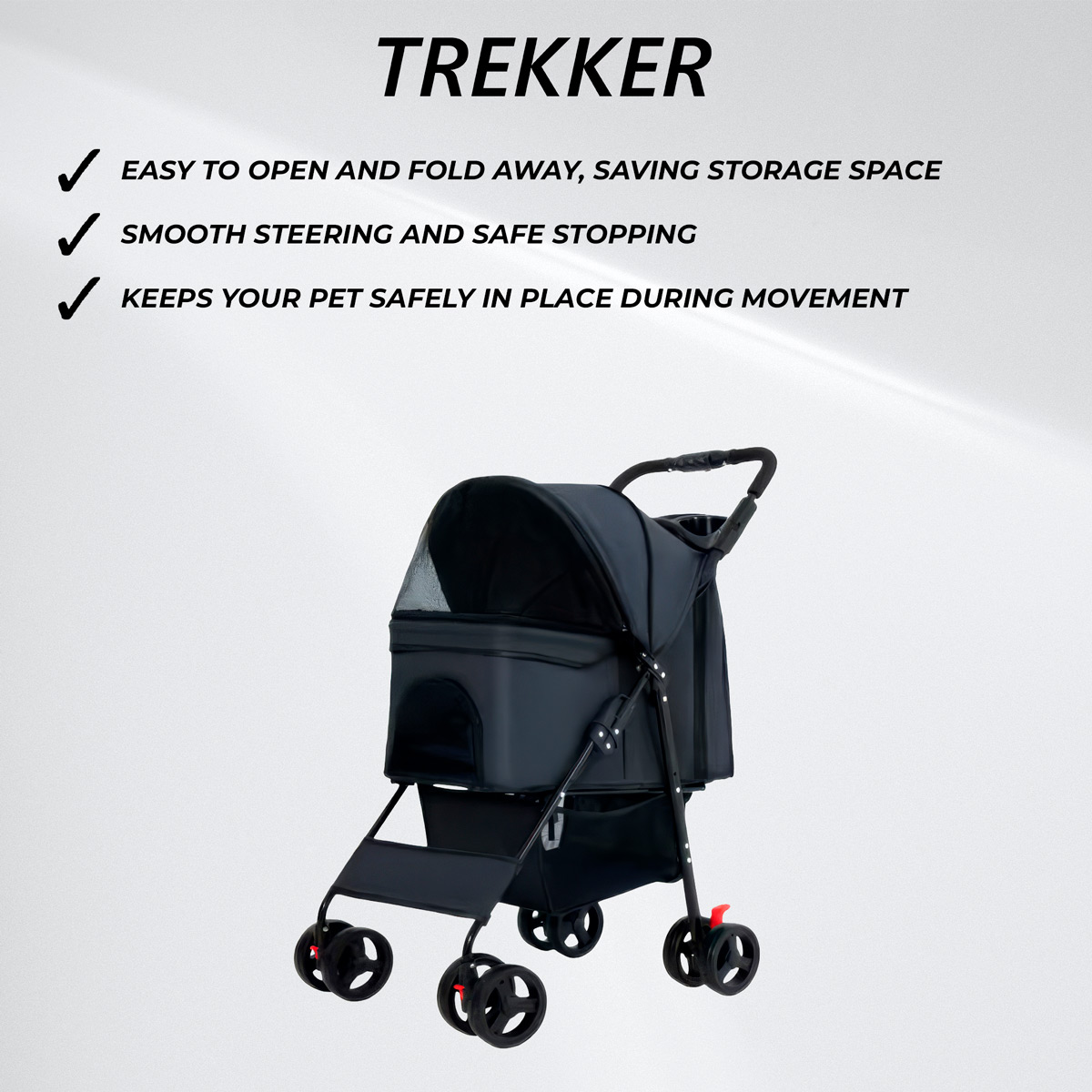 Trekker Pet Stroller 15 kg, Black