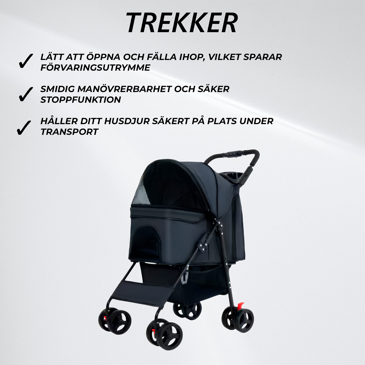 Trekker Hundvagn 15 kg, Svart
