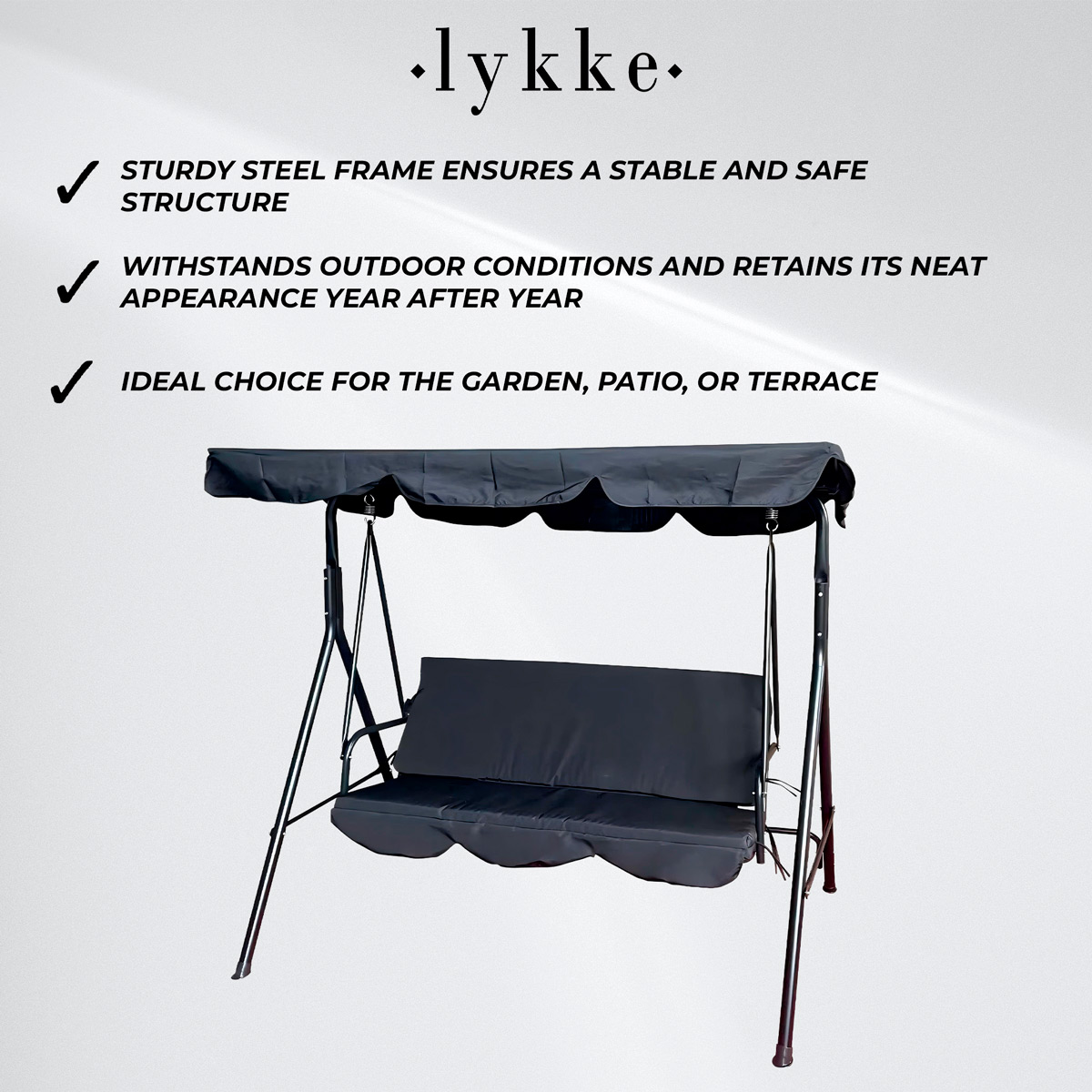 Lykke Porch Swing Standard, Black