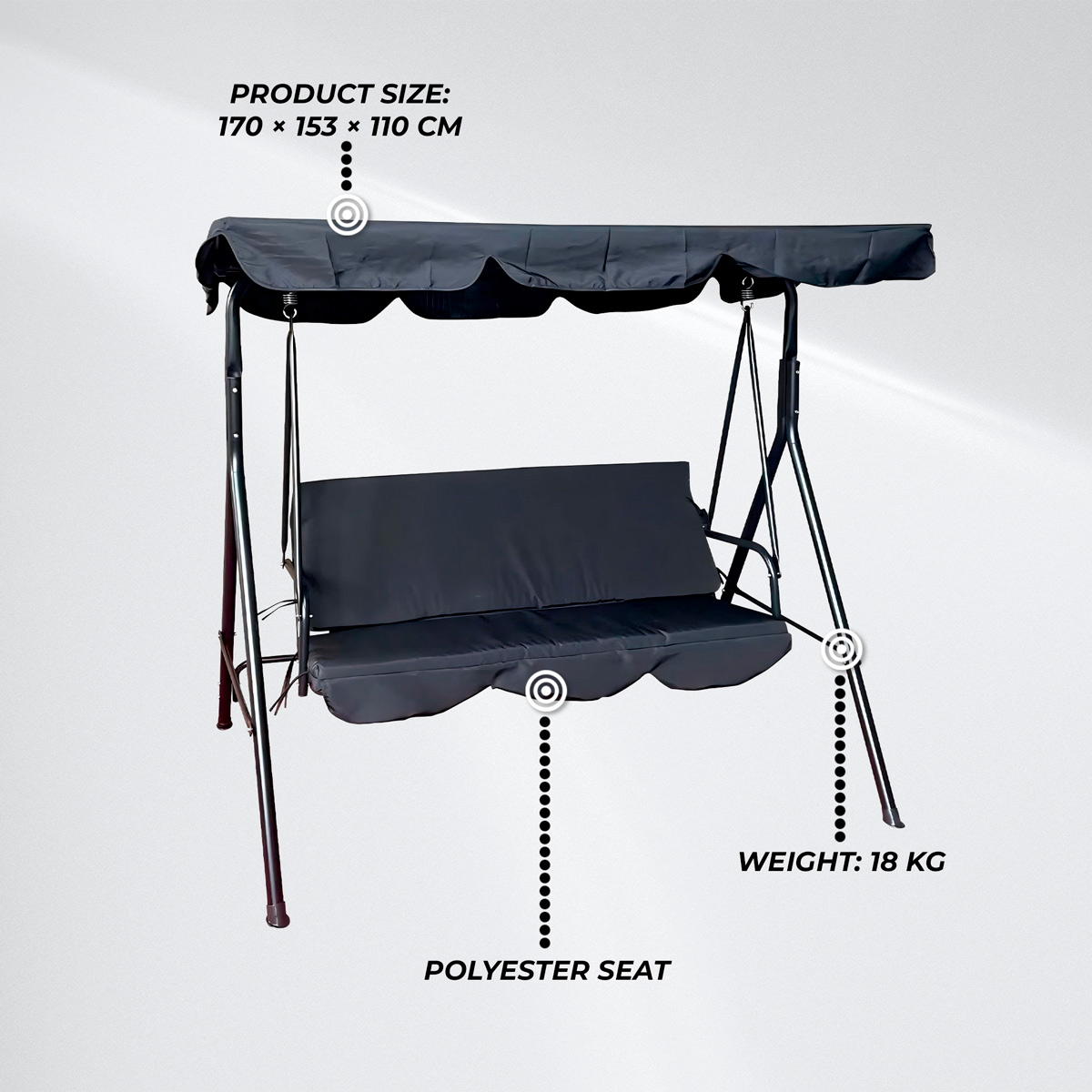 Lykke Porch Swing Standard, Black