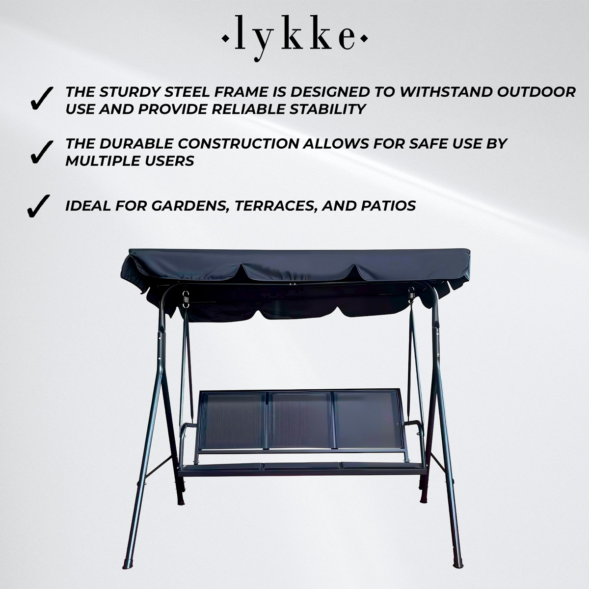 Lykke Porch Swing Elegance, Gray