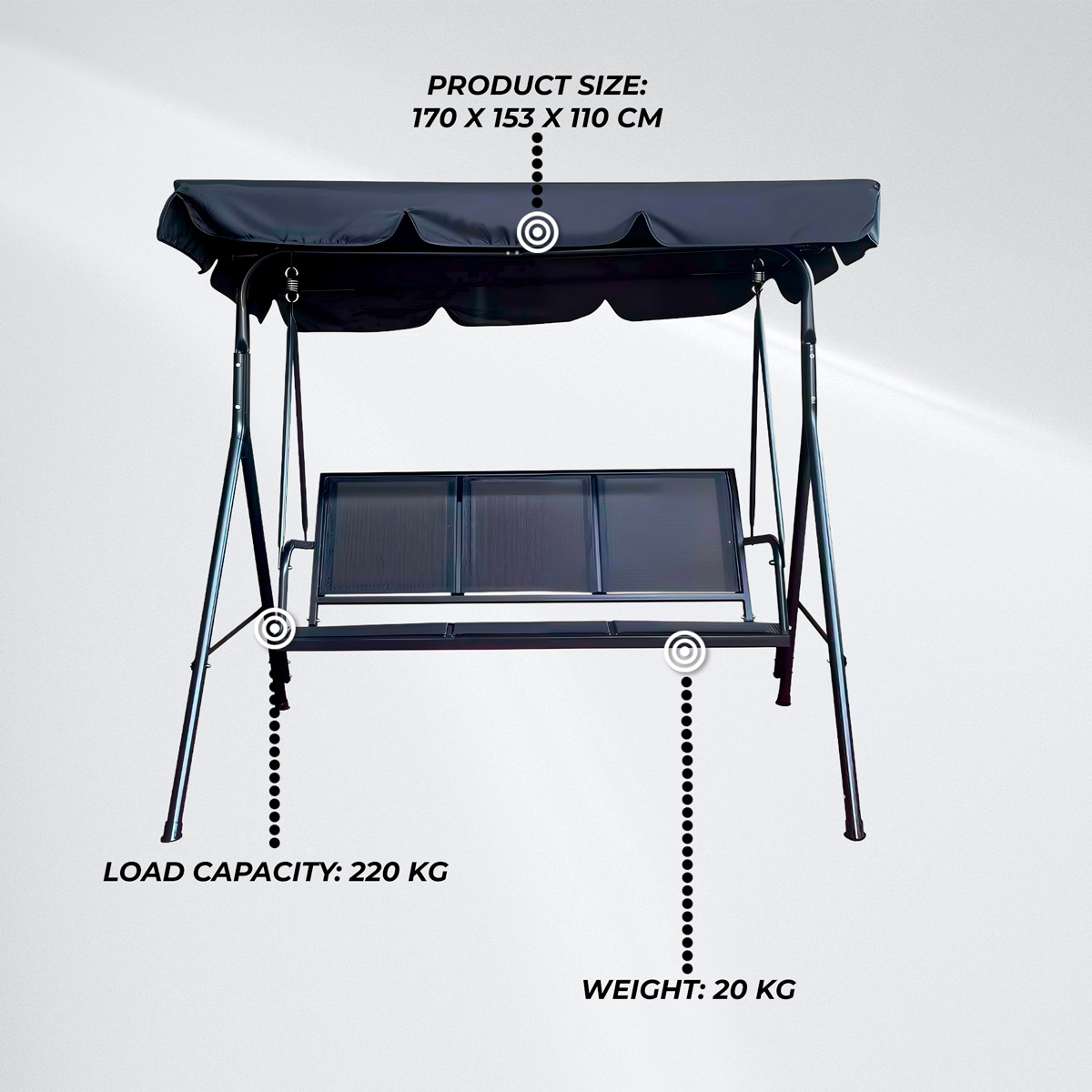 Lykke Porch Swing Elegance, Gray