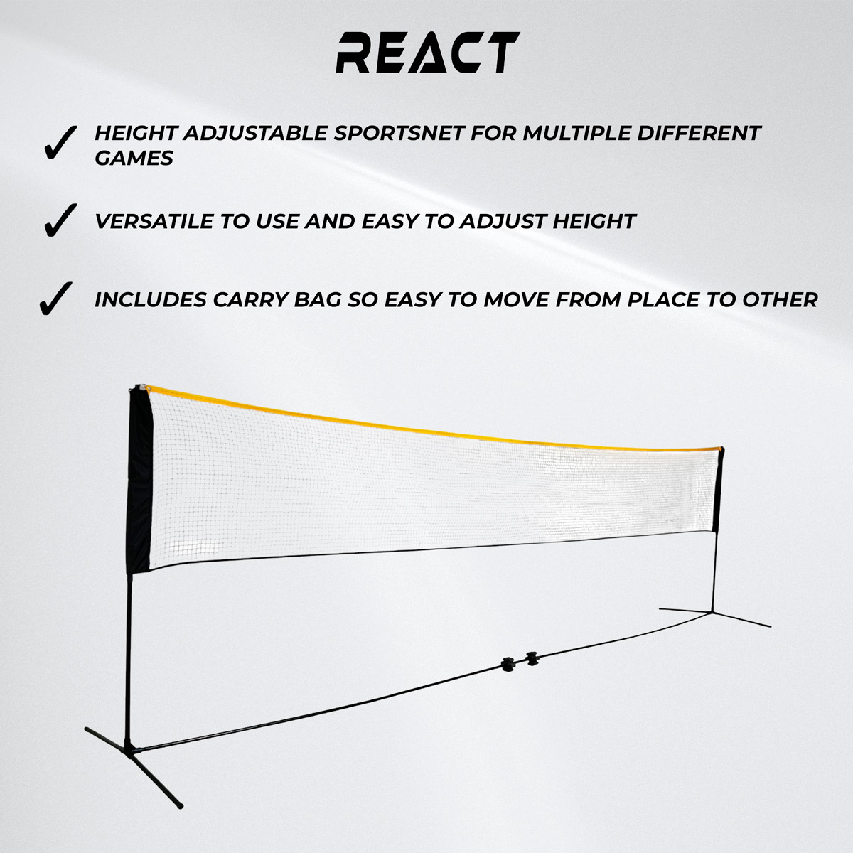 React Badminton Net Height Adjustable 500x80 cm