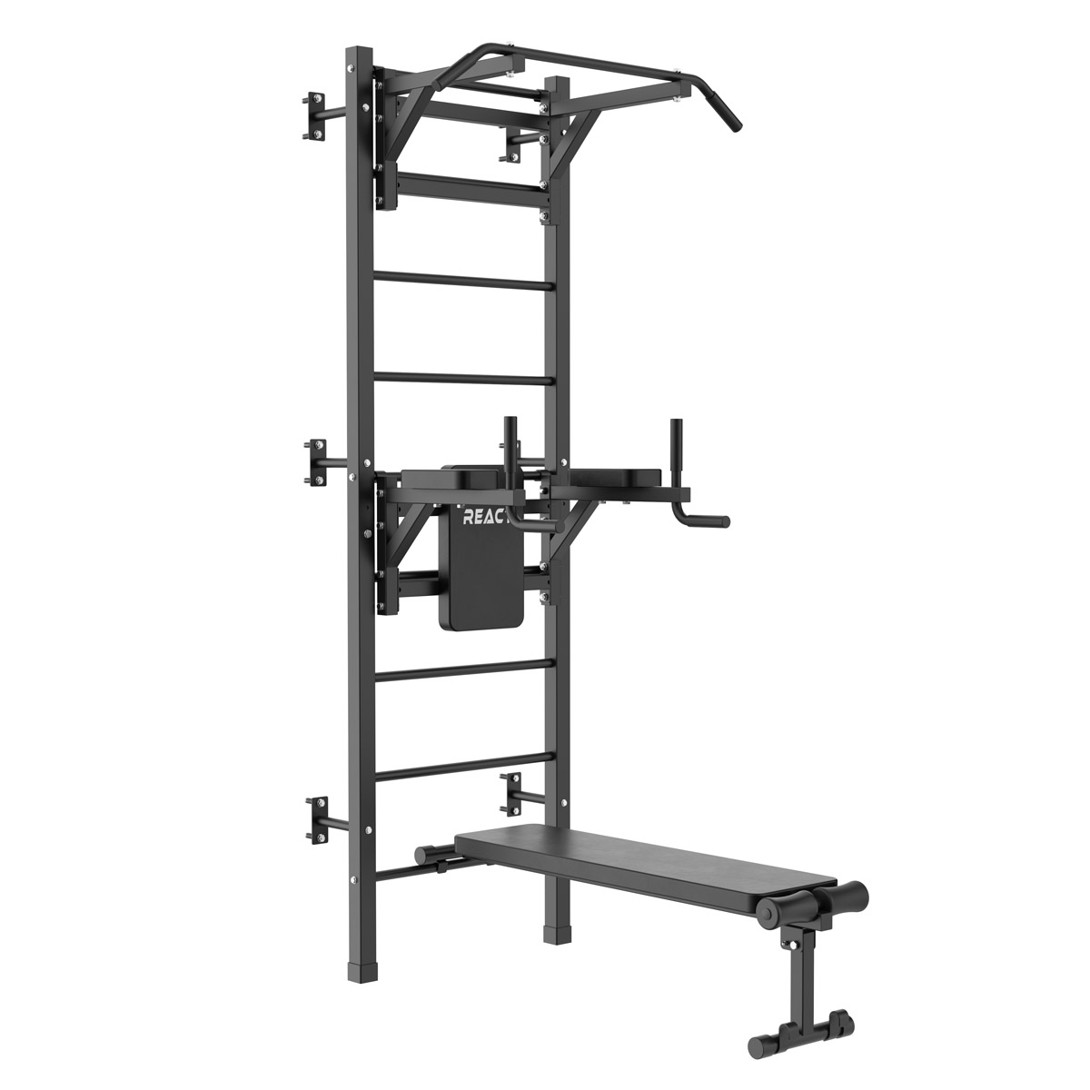 React Wall Bar/Fitness Tower Metallic Black
