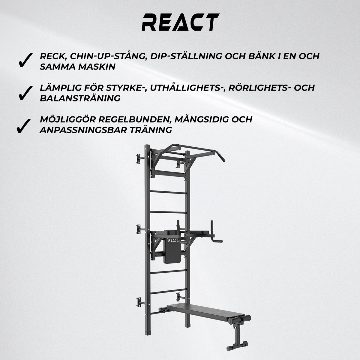 React Ribbstol/Fitness Tower Metallic Black