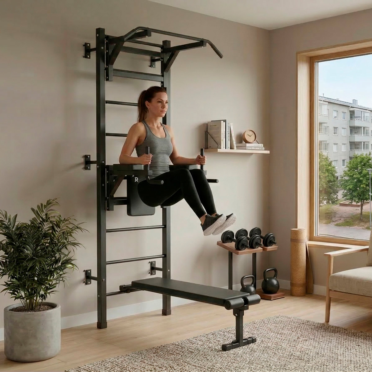 React Ribbstol/Fitness Tower Metallic Black