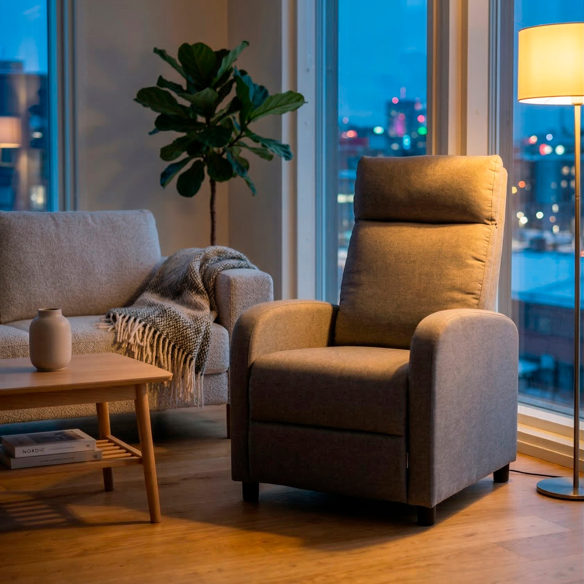 Lykke recliner tugitool Standard, tumehall