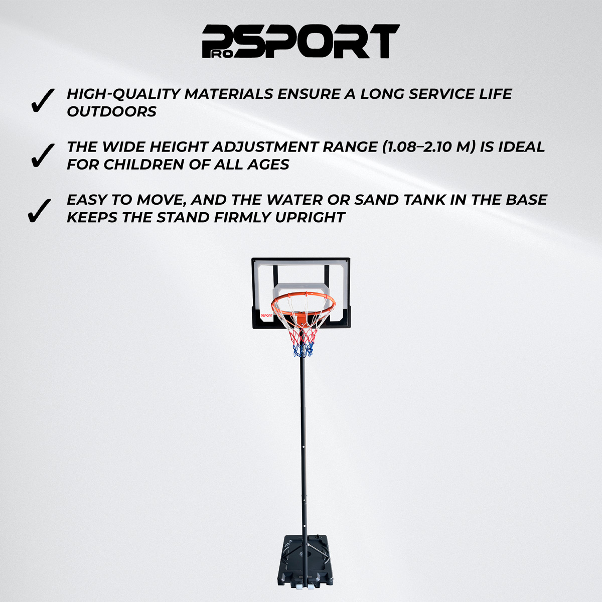 Prosport Basketball Hoop Kids 1.1-2.1m