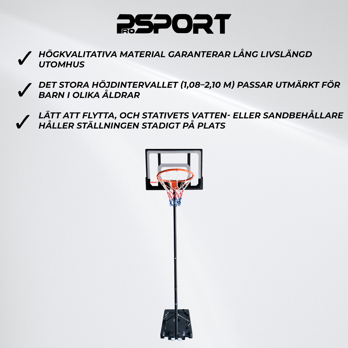 Prosport Basketkorg Kids 1.1-2.1m
