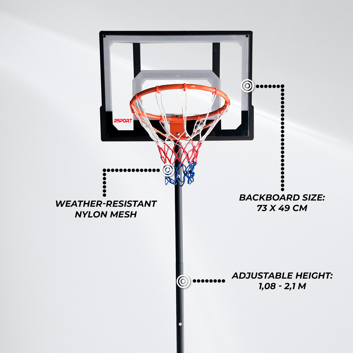 Prosport Basketball Hoop Kids 1.1-2.1m