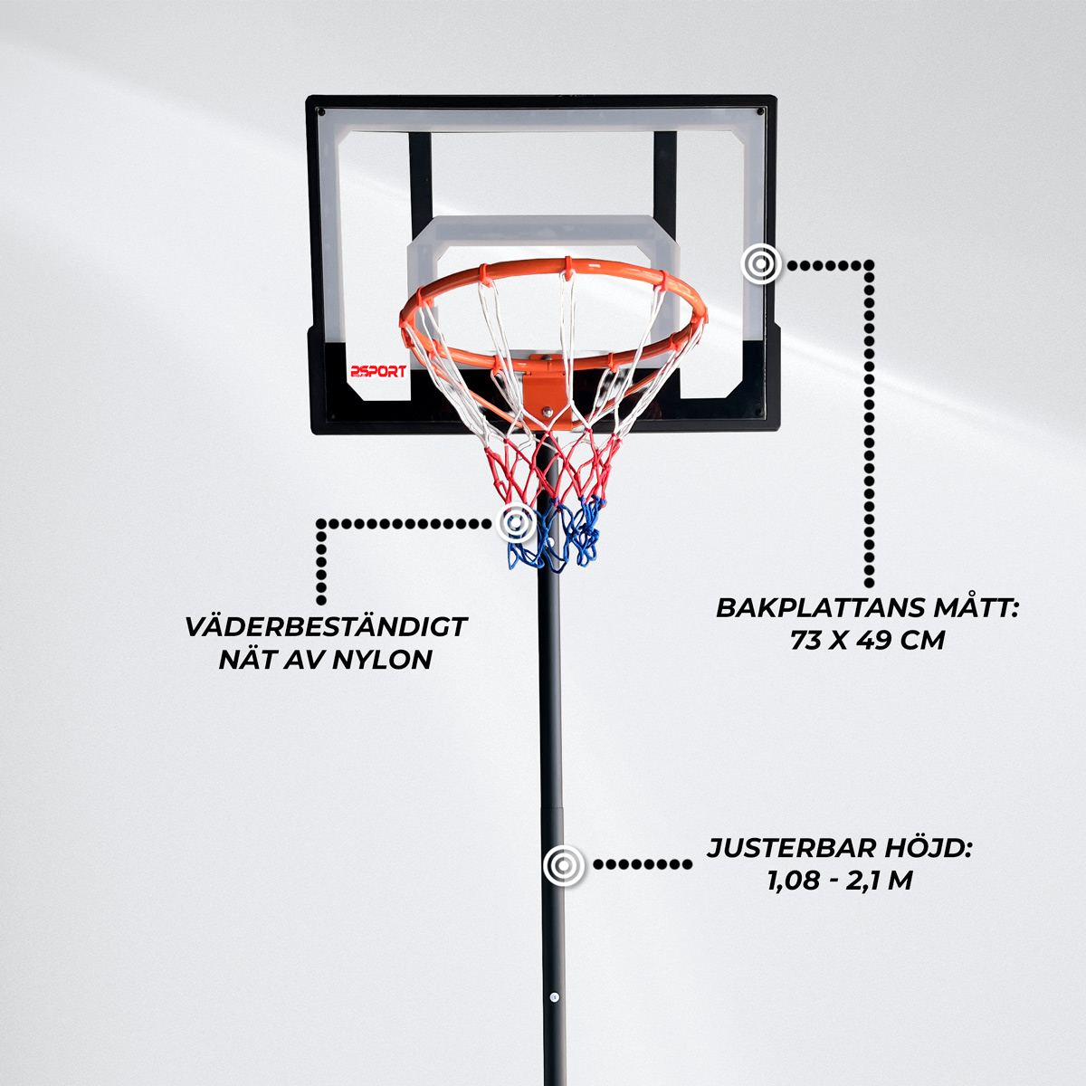 Prosport Basketkorg Kids 1.1-2.1m