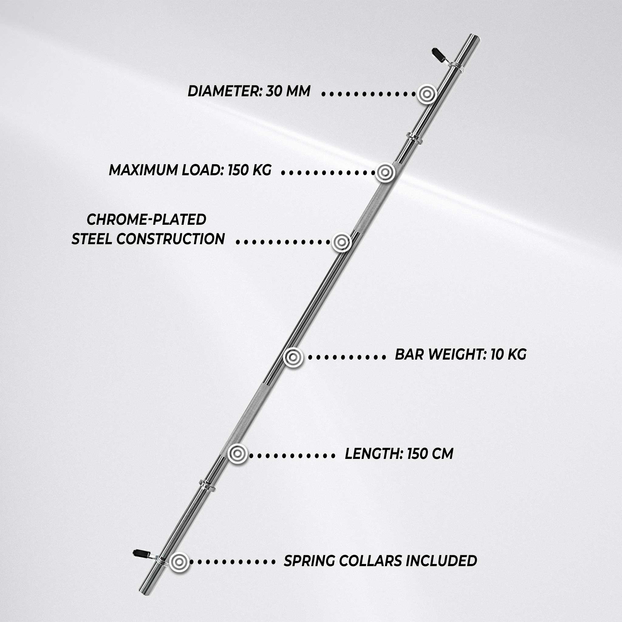 React Barbell 10kg 150cm/30mm