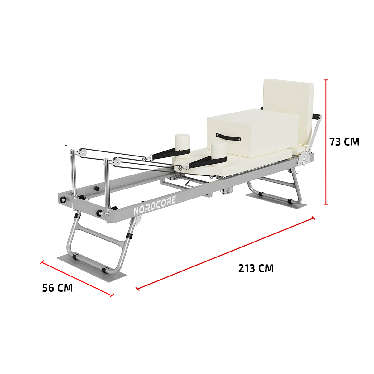 Nordcore Pilates Reformer Machine, Foldable, White