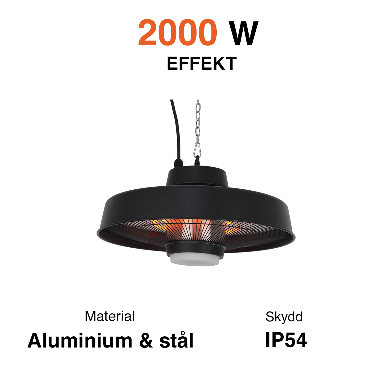 Fornorth Terrassvärmare Tak 2000w LED, Fjärrkontroll
