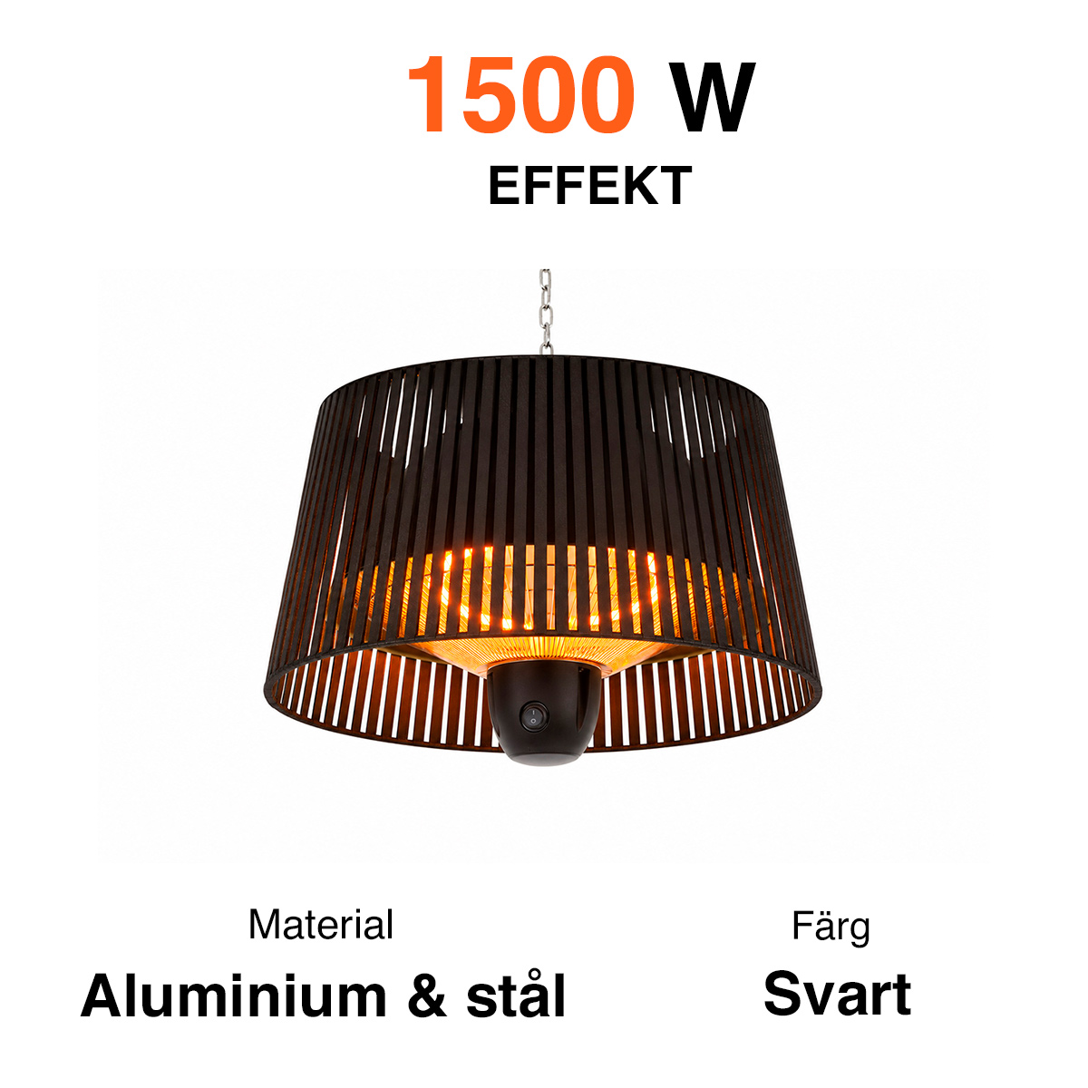 Fornorth Terrassvärmare för tak med ljus, fjärrkontroll