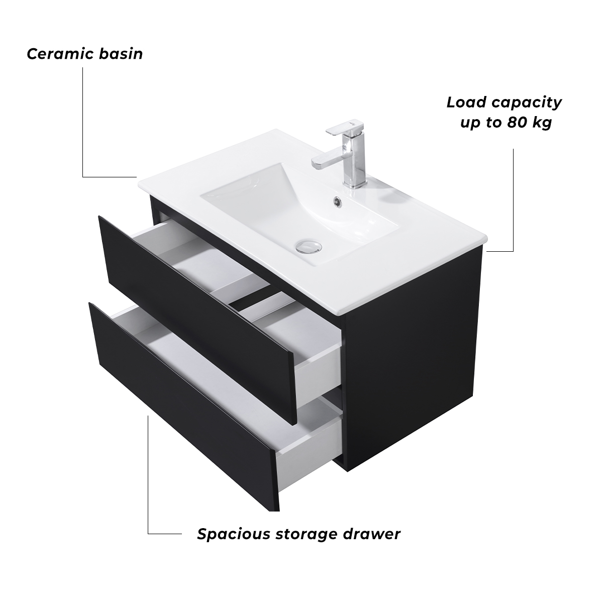 Vasta Bathroom Vanity Virello, black, various sizes